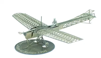 Flugzeugmodell Antoninette, Metall, 1/160, silber, 15 Teile
