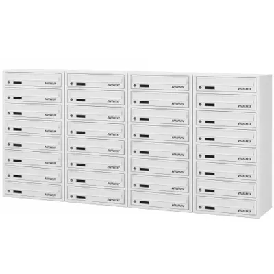 Produktbild von 32-fach Briefkastenanlage Grau Ral 7035, 25 cm Tiefe, 32er Wandmontage Postkasten