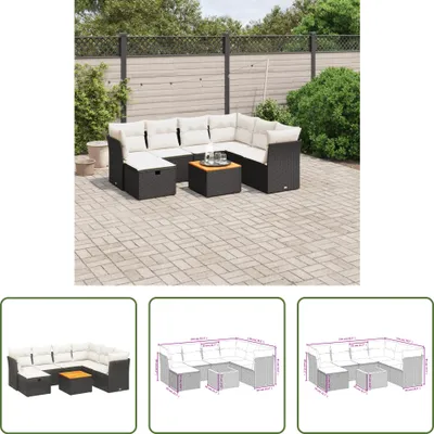 Produktbild von The Living Store 8-tlg. Garten-Sofagarnitur mit Kissen Schwarz Poly Rattan