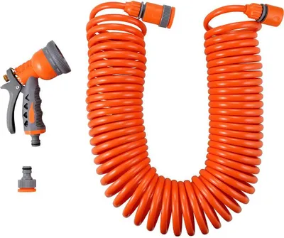 Produktbild von FUXTEC Spiralschlauch Set FX-SPS1 - 15m Schlauch | inklusive Multifunktionsbrause | 8 Sprühfunktionen | inklusive Hahnanschluss und Schlauchverbinder