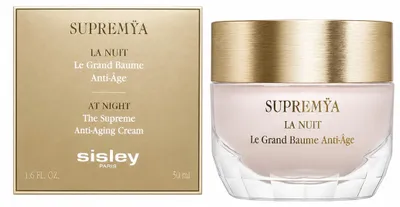 Produktbild von Sisley Supremÿa Baume At Night, Nachtcreme, Frauen, trockene Haut, Sehr trockene Haut, Decollete, Gesicht, Hals/Nacken, Anti-Aging, Feuchtigkeitsspendend, Nährend, Weichmachend, Beruhigend, 50 ml, KI-generiertes Bild