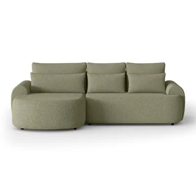 Produktbild von Ecksofa OLIVIO L-Form mit Schlaffunktion, Bouclé Grün, Ottomane links