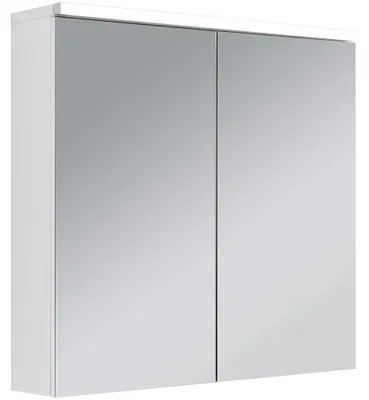 Image de VitrocéramiqueO - Armoire de salle de bains avec miroir et éclairage LED Avia - blanc mat - 75 x 70 x 16,5 cm