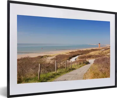 Produktbild von MuchoWow® MuchoWow® Gerahmtes Poster Strand - Meer - Leuchtturm - Niederlande 60x40 cm - Poster mit zchwarzem Bilderrahmen - Schlafzimmer - Plakat in Rahmen - Drucken