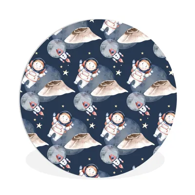 Produktbild von MuchoWow® Rundes Wandbild - Runde Bilder Astronaut - Rakete - Weltraum - Kinder - Jungen - Mädchen - Kinder Ø 90 cm Kreis Wanddekoration Kunststoff - Wandkreis - Wandschmuck - Wand-Kreis - Wohnzimmer - Bild - Runde - Wanddeko - Dibond - Kunstdrucke
