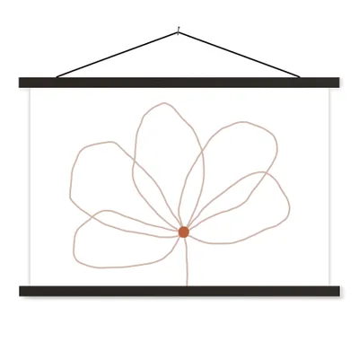 Produktbild von MuchoWow® Textilposter Blume - Strichzeichnung - Natur 60x40 cm mit schwarzem Rahmen - Hölzernes