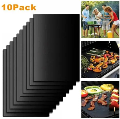 Produktbild von 10Pcs BBQ Grillmatte aus Teflon Antihaft Grillmatten zum Grillen Backen BBQ bis 500°F