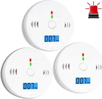 Obrázek produktu pro Sada 3 detektorů oxidu uhelnatého, detektor CO, alarm oxidu uhelnatého, detektor CO2 napájený z baterií s LCD obrazovkou, pro domácnost, kuchyň, restauraci, hotel, kancelář