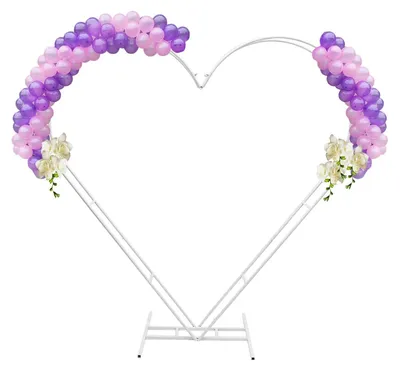 Produktbild von Traubogen Hochzeit Deko - Herzförmiger polygonaler Backdrop Stand - Verstellbar 208x207 cm - Freistehender Stahlrahmen - Weiß