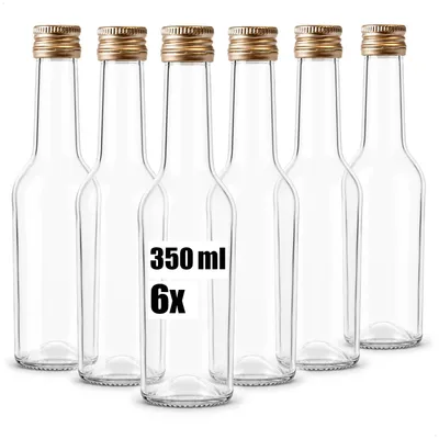 Productafbeelding van com-four® 6 glazen flessen van 350 ml met schroefdop, geschikt om te vullen