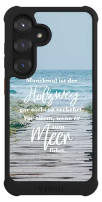 Produktbild von NIVOCASE Hülle für Samsung Galaxy S25  Stoßfeste Handyhülle NIVOmax Case Schwarz Statement Strand Spruch