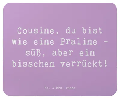 Produktbild von Mr. & Mrs. Panda pc mausunterlage Spruch Cousine Praline - Lavendeltraum - Geschenk, Familie, mousematte, Mauspad, beste Freundin, Jubiläen, Erinnerungen, Mouse Pad, Süß