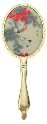 Produktbild von Handspiegel im Retro-Stil aus Zinklegierung mit ergonomischem Griff, kompakt und tragbar für präzises Schminken zu Hause und unterwegs