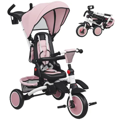 Produktbild von Kinderdreirad Mit Schubstange 6-in-1 Buggy Kleinkinder Schiebegriff