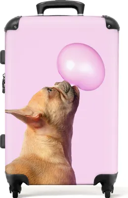 Produktbild von NoBoringSuitcases.com® Großer Koffer - Hund - Tiere - Kaugummi - Rosa - Kombinationsschloss TSA - Hartschalen Trolley 4 Rollen - 72 liter - Reisekoffer - 66 cmKoffer Mittelgroß 67x43x25 cm, 72L,