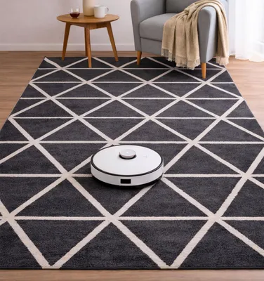 Produktbild von Teppich Kurzflor Pastellfarben Weiss Rauten Design Robust in versch. Farben, für Wohnzimmer, Schlafzimmer, küche