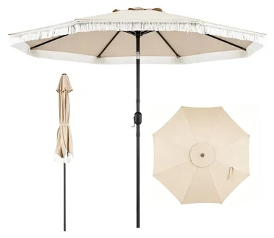 Produktbild von KOMFOTTEU Sonnenschirm 270 cm, Gartenschirm mit Kurbel & Neigefunktion, Balkonschirm mit 8 Metallrippen & doppellagiges Schirmdach, sonnenschutz, Marktschirm für Garten, Terrasse & Balkon