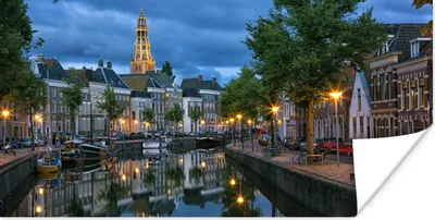 Produktbild von MuchoWow® Poster Groningen - Grachtenpand 40x20 cm - Poster für die Wand - Poster Schlafzimmer