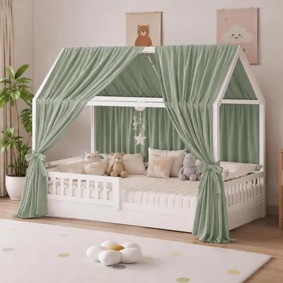 Imagen del producto de Dos mosquiteras para cama infantil, 100% algodón de muselina, 350x135 cm, para habitación de niños