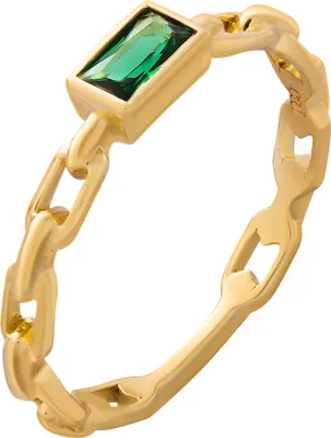 Produktbild von cai Ring 925 Silber vergoldet Kettendesign Baguette Stein grün