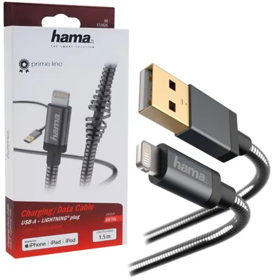 Produktbild von Hama 1.5m, USB2.0-A/Lightning, 1,5 m, Lightning, USB A, Anthrazit, Gerade, Gerade