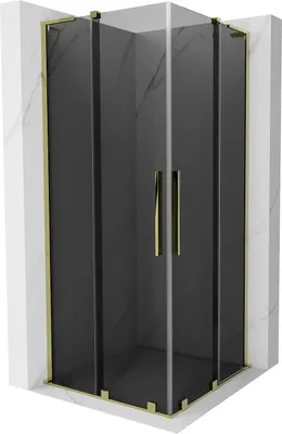 Produktbild von Mexen Velar L Duo Schiebeduschkabine 90 x 90 cm, Graphit, Gold - 871-090-090-02-43-50