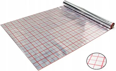 Produktbild von Rasterfolie für Fußbodenheizung 50 m Länge Isolierfolie | Dicke 105 µm | Breite 102 cm | Verlegeraster | Fussbodenheizung | Alufolie