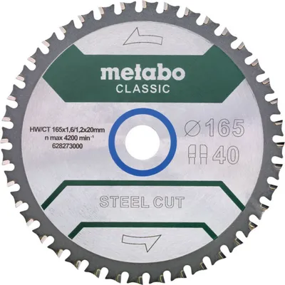 A close-up, top-down view of a circular saw blade.