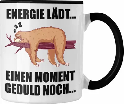 Produktbild von Trendation - Faultier Tasse mit Spruch Geschenk Arbeitskollege Kollege Kaffeetasse Frauen Männer (Schwarz)