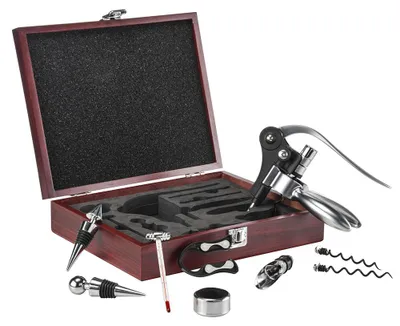 Produktbild von Weinset, 10-teilig, Thermometer, Korkenzieher, Holzbox