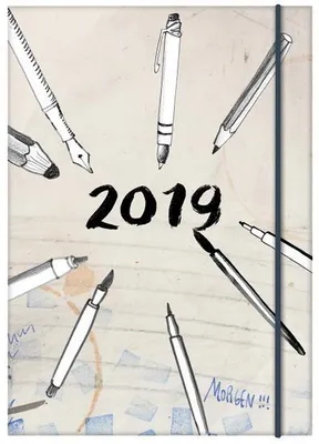 Produktbild von Illustrierter Taschenkalender 2019 Din A6, 240 Seiten, Hardcover, Jahres-, Monats- & Wochenübersichten, Gummiband