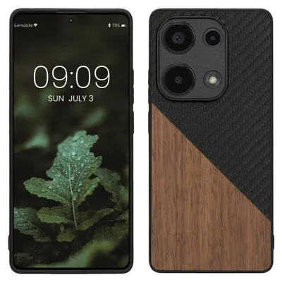 Produktbild von kwmobile Hülle kompatibel mit Xiaomi Redmi Note 13 Pro 4G - Handyhülle - Handy Schutzhülle - Smartphone Cover - Dunkelbraun Schwarz