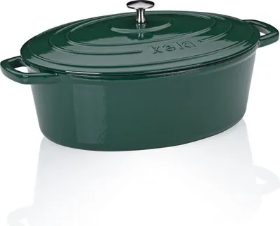 Immagine prodotto di Kela KL-12902 litinový s poklicí Calido oválný smaragdově zelená 33x26x12cm 6l