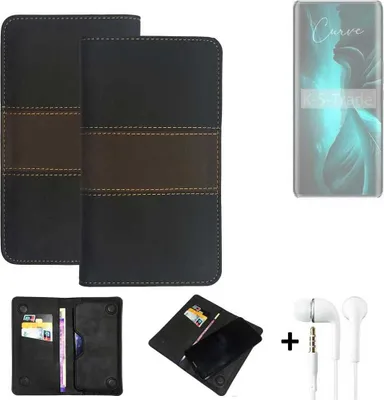 Produktbild von K-S-Trade Handyhülle + Kopfhörer kompatibel mit Lava Blaze Curve Schutzhülle Walletcase Bookstyle Tasche Schutz Case Hülle Wallet Cover Kunstleder