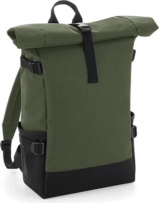 Produktbild von BagBase BG858 | Rucksack Block Roll-Top, 28 x 48 x 15 cm - Farbe: Olive Green/Black - Größe: 28 x 48 x 15 cm
