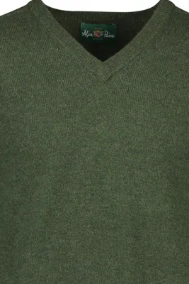 Produktbild von Alan Paine Pullover grüne Wolle V-Ausschnitt