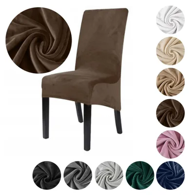 Produktbild von MEBLE ODNOWA, Stuhlbezug für schräge Stühle, Größe XXL, Samtbezug, Braun, Schonbezug, Elastischer, Samt, Velours, Maschinenwaschbar