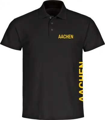 Produktbild von multifanshop Poloshirt - Aachen - Brust & Seite, schwarz, Größe M