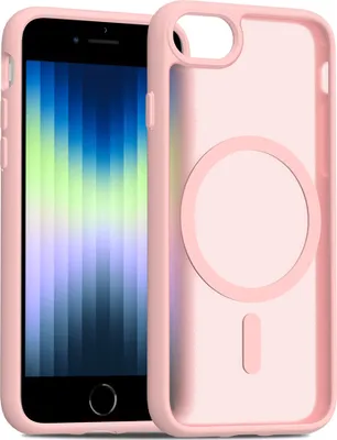 Image de Coque magnétique pour iPhone 7 / 8 / SE 2020 / SE 2022, compatible MagSafe, dos translucide mat, résistant aux chocs Rose