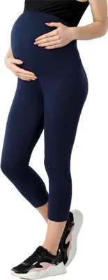 Produktbild von Be Mammy Damen 3/4 Umstandsleggings aus Baumwolle BE20-284 (Dunkelblau, XXL)