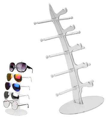 Produktbild von Brillenhalter für 5 Brillen - Ausstellungsständer für Sonnenbrillen und Brillen - Transparent 35 x 16 x 12,5 cm