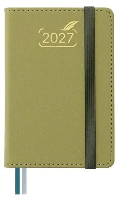 Productafbeelding van Zakagenda 2027 Klein A7 12 x 8 cm - Polyurethanleer mosterd - 2 dagen per pagina - Ideaal voor onderweg - Vemera