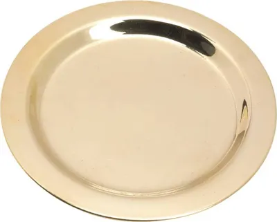 Produktbild von Ø11cm Kerzenteller aus Messing Gold glanz Dekoteller Rand Handarbeit Untersetzer