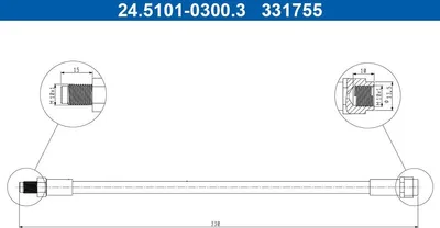 Produktbild von ATE 24.5101-0300.3 Bremsschlauch Hinten passend für MERCEDES-BENZ M-Klasse (W163)