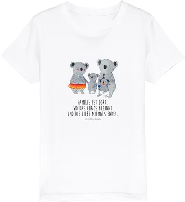 Produktbild von Mr. & Mrs. Panda Kleinkinder T-Shirt Koala Familie 7-8 Jahre (122/128) - Weiß - Geschenk, Teenager, Koalas, Muttertag, Kindershirt, Kinder Jungen, Papa, Baumwollshirt