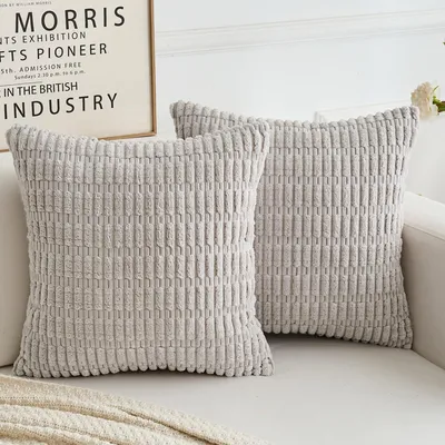 Image de Housses de coussin en velours décoratif - Lot de 2, gris, 40 x 40 cm