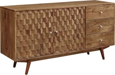 Image de MASSIVMOEBEL24 | Buffet 145x42 Acacia laqué Bois naturel MOSAYK #106