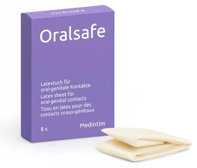 Produktbild von Medintim Oralsafe Lecktücker - 8 Stück - neutral - aus Latex - für angenehmen, sicheren Oralverkehr - 25,2 x 15,5 cm