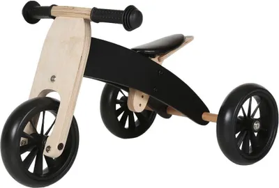 Produktbild von Bandits & Angels Smart Bike Laufrad Holz 4-in-1 Schwarz ab 1 Jahr - Für Jungen und Mädchen - Holz-Laufrad - Wendbar zum Dreirad und Zweirad - Verstellbarer Sattel