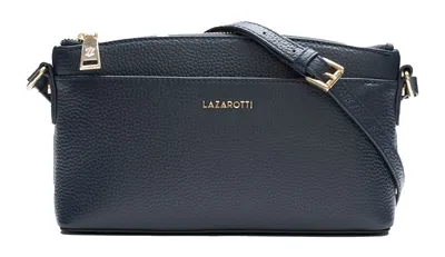 Image de Lazarotti Cuir sac à épaule bandoulière Bologna Leather Crossbody Bag Navy bleu marine